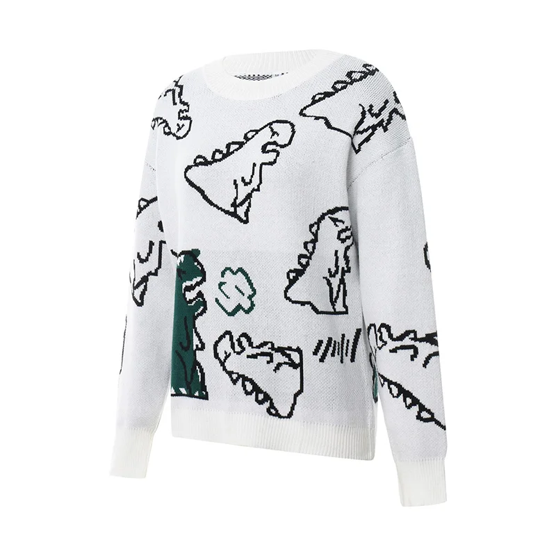 Women s Cute Dinosaur Print Knit Sweater Harajuku Oversized Pullover Sweaters Y2K Preppy E Girl Streetwear