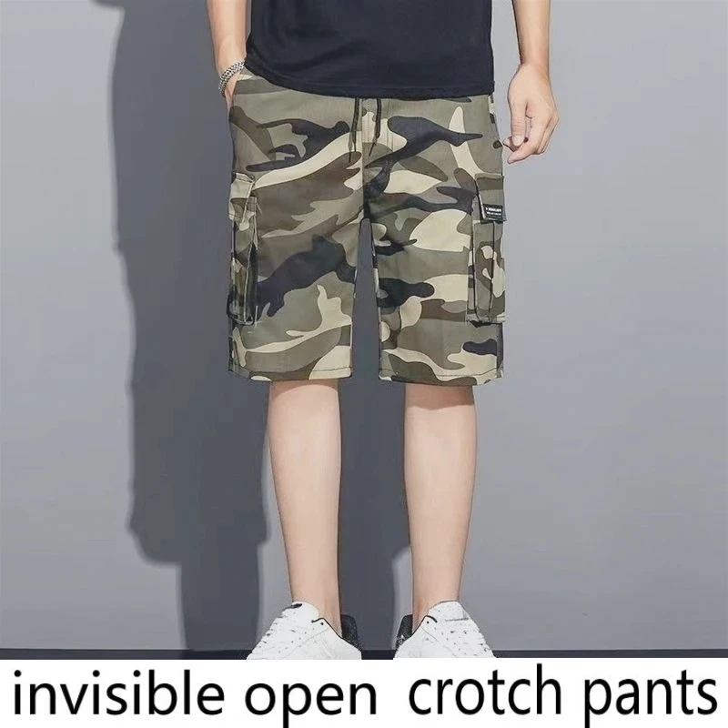 

Invisible Crotch Pants Spring and Summer Camouflage Loose Casual Seven-point Sports Labor Insurance Pants Wild Passion