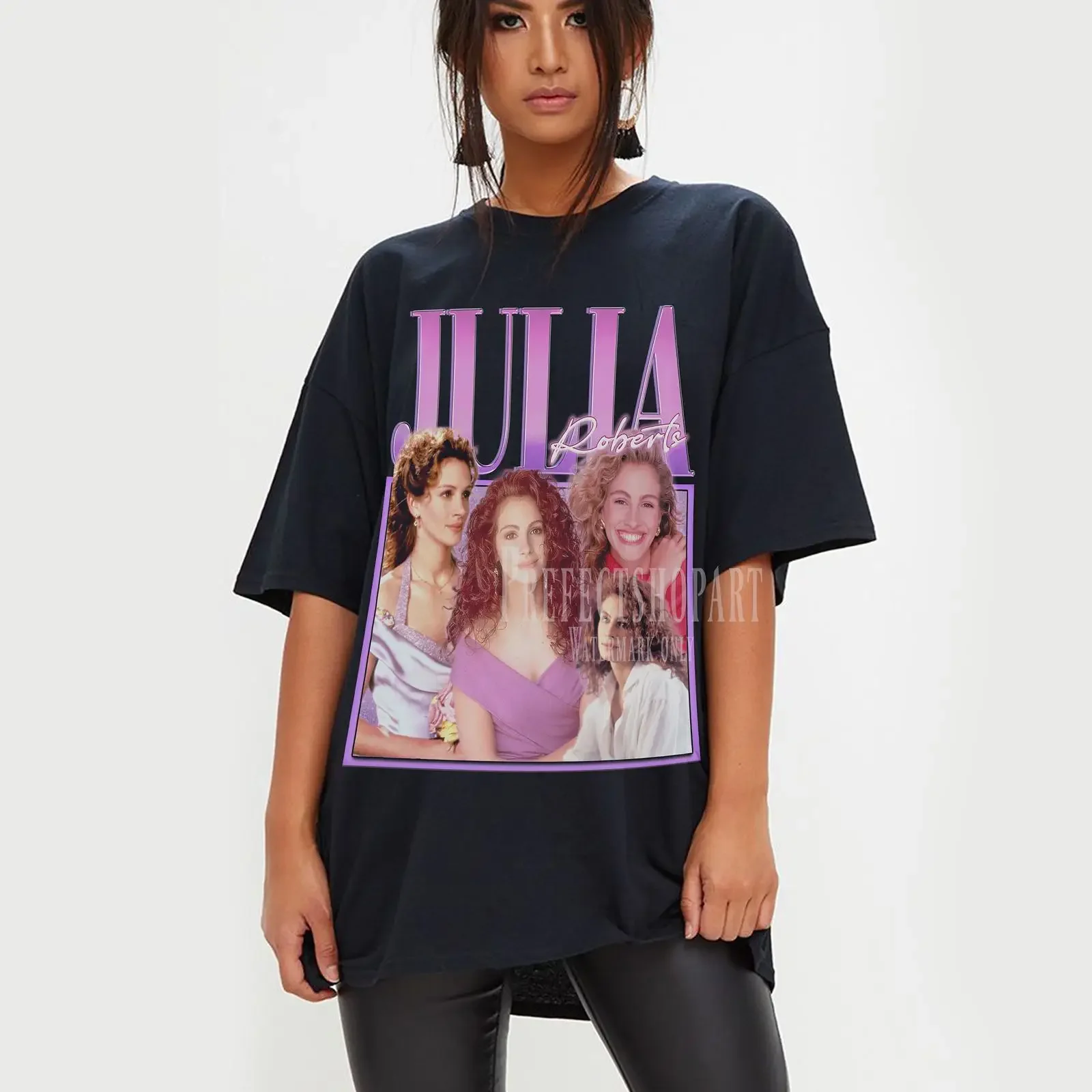 Vintage 90s Julia Roberts Bootleg T Shirt Casual Movie Star Merch Oversized Cotton Fans  vintage Washed designer clothes