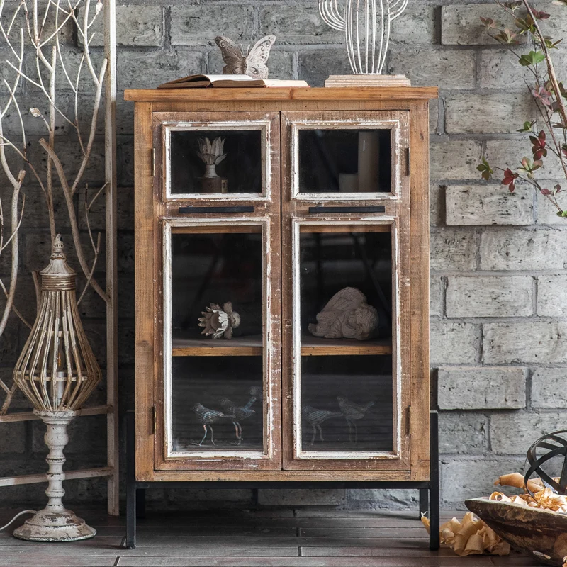 The product can be customized.American aisle entrance cabinet, solid wood living room, low cabinet, wabi-sabi wind side