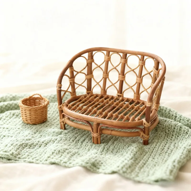 

Бамбуковая детская скамейка ручной работы и кровать, корзина из ротанга, контейнер для студийной фотосъемки новорожденных, реквизит для детской фотографии, съемка