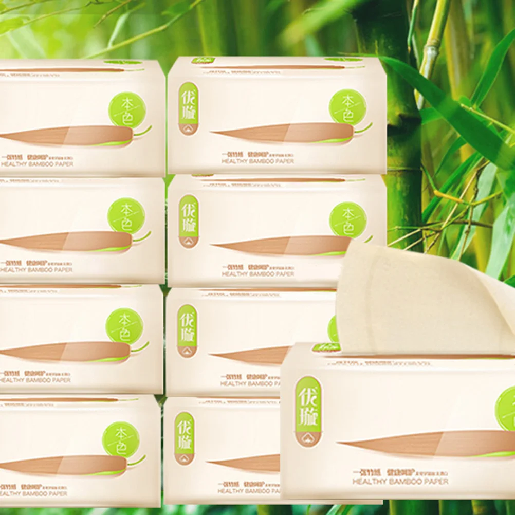 6 عبوات مناديل ورقية من الخيزران صديقة للبيئة قابلة للتحلل البيولوجي للمنزل والسفر والفندق والمكتب واستخدام متعدد السيناريو