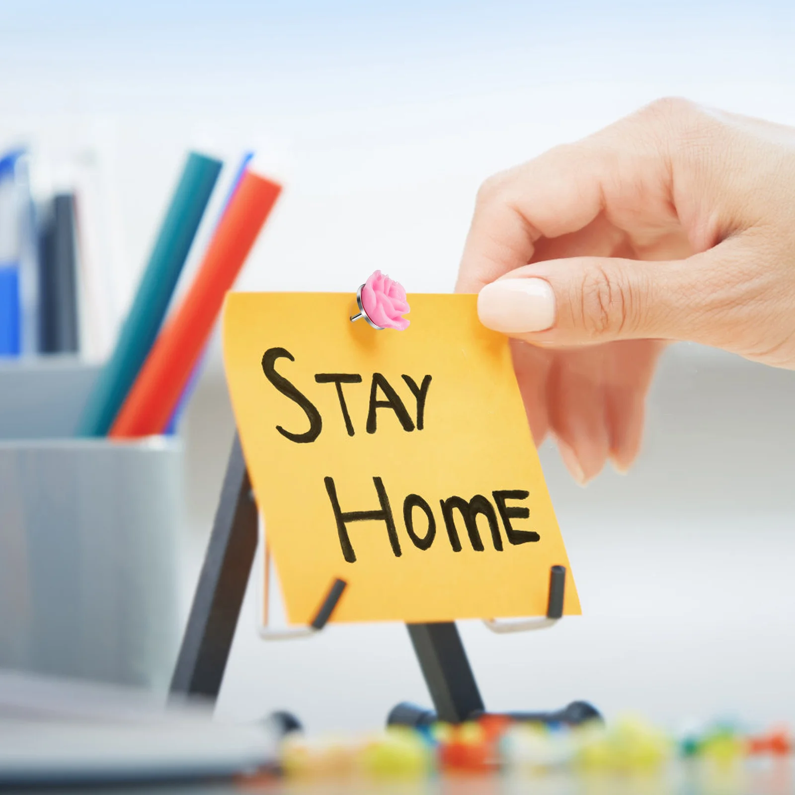 

40 pcs Resin Rose Push Pins Flower Thumb Tacks Decorative Pins For Cork Board Bulletin Wall Office Home School Use Strong Hold