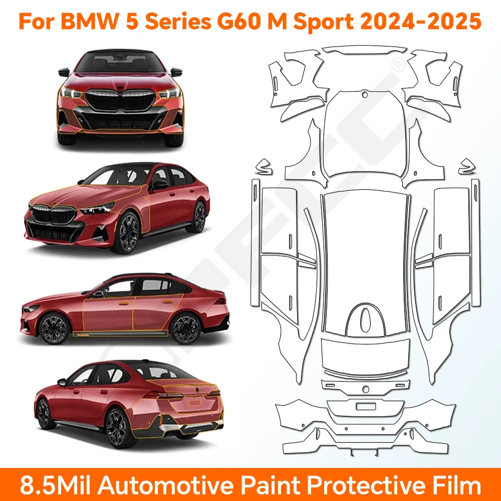 

Pre-cut PPF 5 Series G60 M Sport 2024 2025 9Mil TPU Paint Protection Film Anti-scratch Car Body Clear Bra Resistant Kit