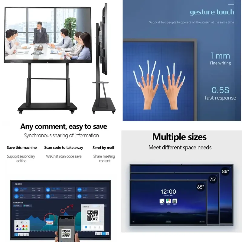 65 75 86 Inch Multi Touch Android 11 Interactive Flat Panel Display LCD Digital Whiteboard Smart Board For Classroom