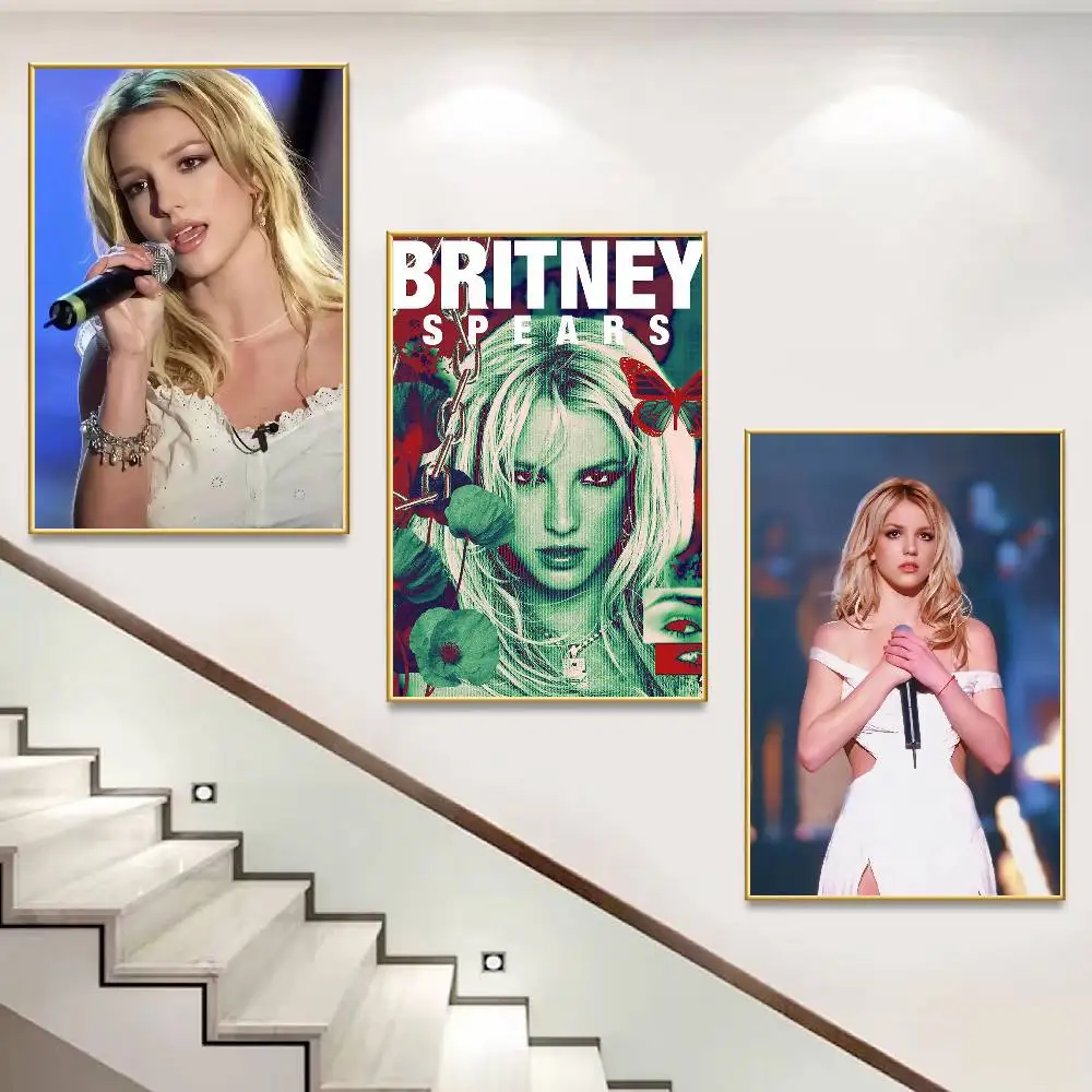 Beautiful 90s Pop Diva B-Britney Spears Poster HD Self Adhesive Waterproof Wall Art Ideal for Home Office Dorm Gift Customizable