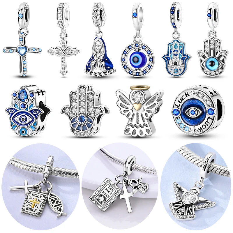 

Religion Cross Charms 925 Silver Holy Mother Beads Fit Original Bracelet Diy Woman Jewelry