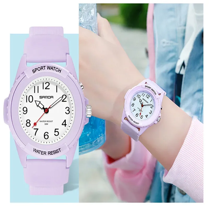 SANDA-Relógio de pulso impermeável feminino, marca de luxo superior, relógio de quartzo feminino, Lady Original Classic, TPU Strap, Girl Watches, 6018, novo