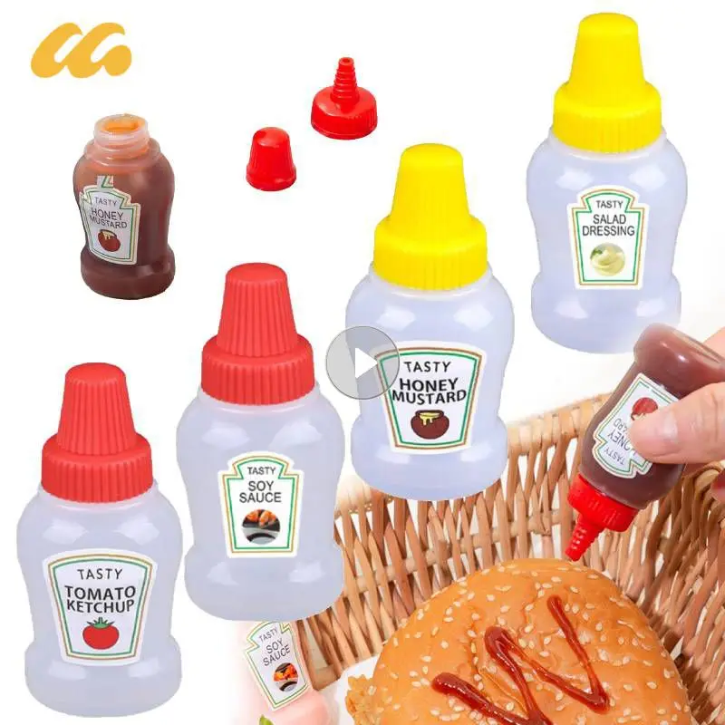 Mini Sauce Bottle Refillable Ketchup Honey Salad Containers Bottle Portable Sauce Jars Lunch Box Dressing Dispensers Box Kitchen