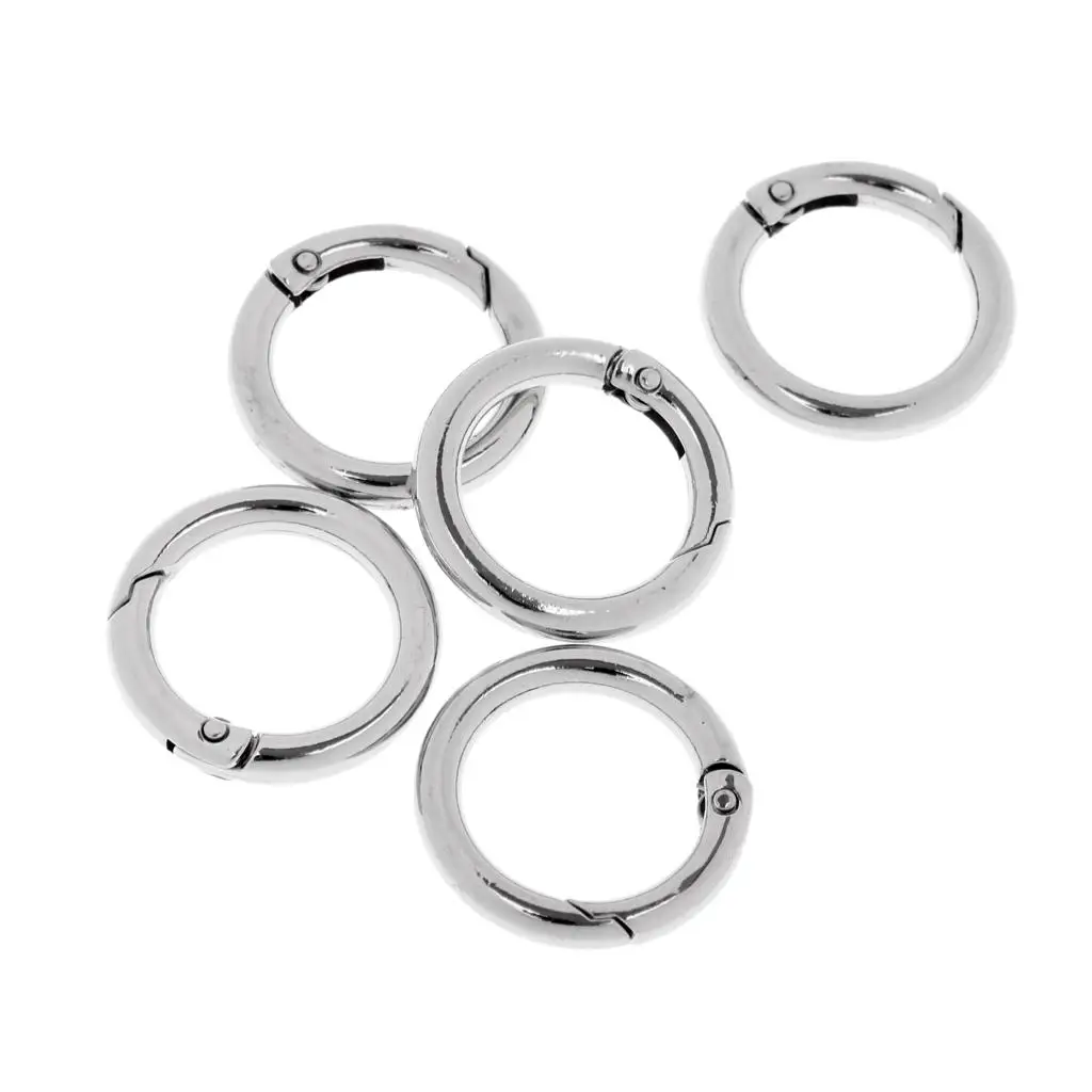 5tlg. Pack porte-clés mousqueton à anneau rond de 20 mm, dimension intérieure