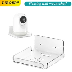 Wall Mount Stand Clear Acrylic Floating Shelf No Drill Tray for Router Camera Speaker Small Items in Bedroom Living Room Office