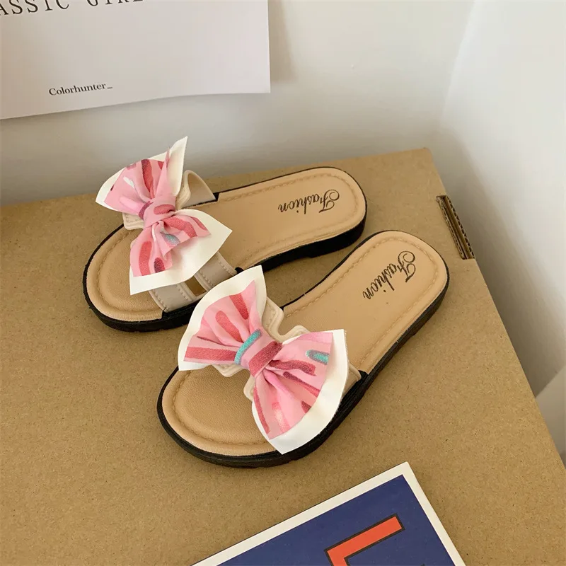 Cute Children Slippers Summer Bow Princess Shoes Baby Shoes Korean Sweet Style Fashion Children Girl Slippers тапочки 슬리퍼 terlik