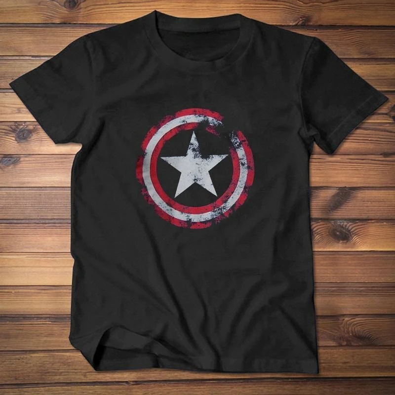 Captain America Clothing, Avenger Cotton Short-sleeved T-shirt, Creative T-shirt for Men and Women, Sporty and Casual