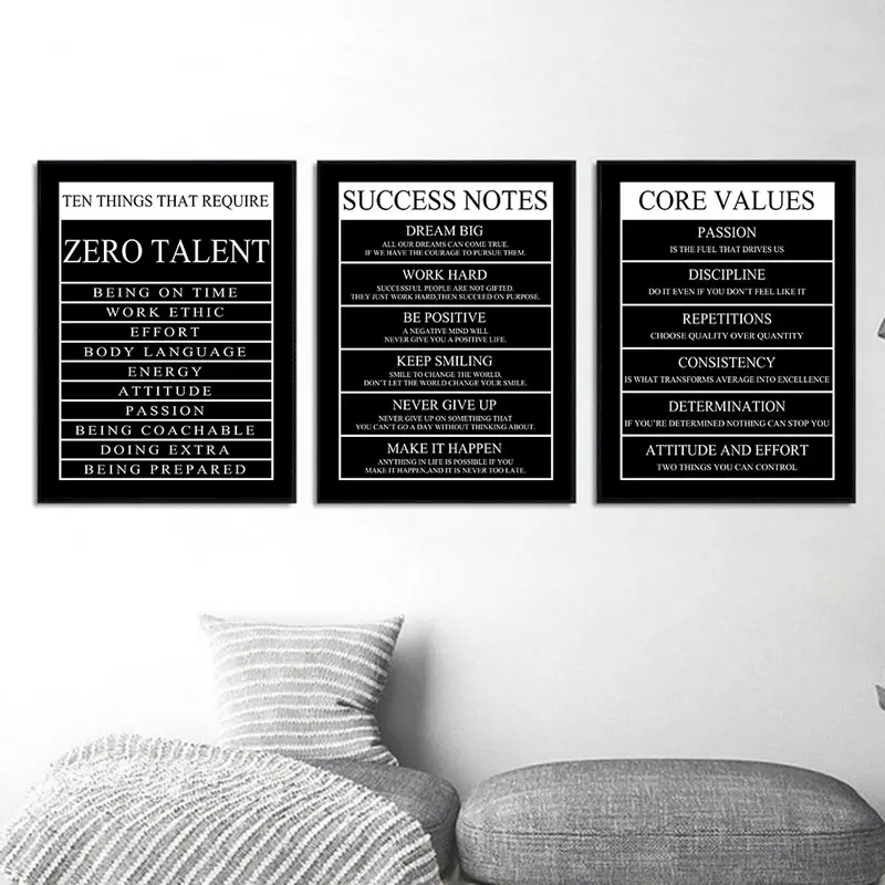 Black and White Motivational Quotes Canvas Art Poster Prints Modern Positive Typography Wall Decor for Living Room Bedroom