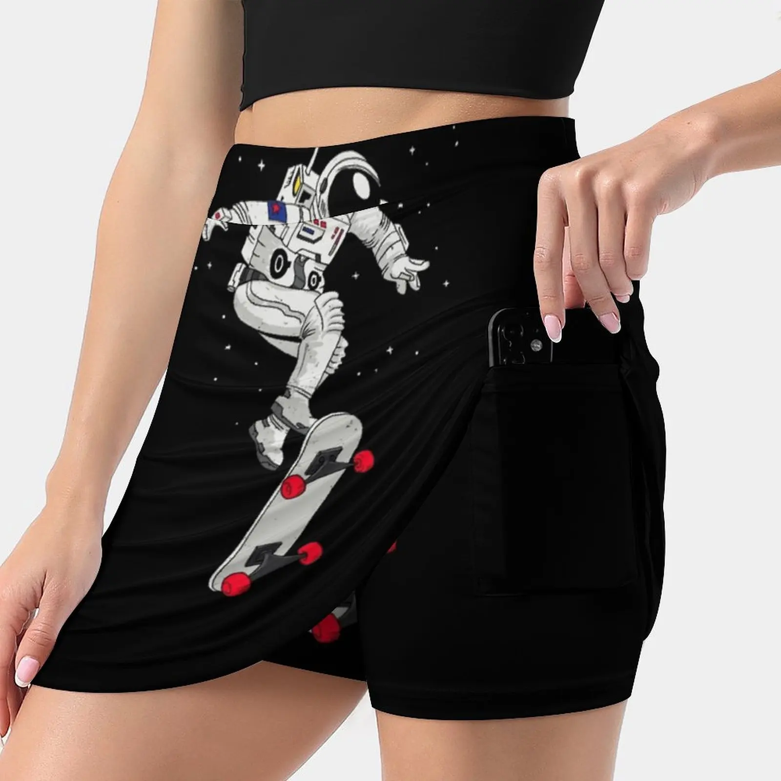 Lift Off Women's skirt Y2K Summer Clothes 2022 Kpop Style Trouser Skirt With Pocket Space Skateboard Graphics Homeware Spaceman