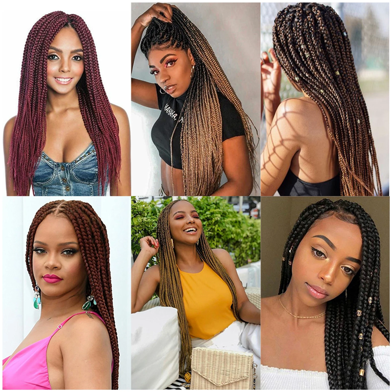 Ombre Blonde Colored Synthetic Lace Front Braided Wigs For Black Women 36inch Long Box Braids Wig 9X6 Glueless Lace Frontal Wigs