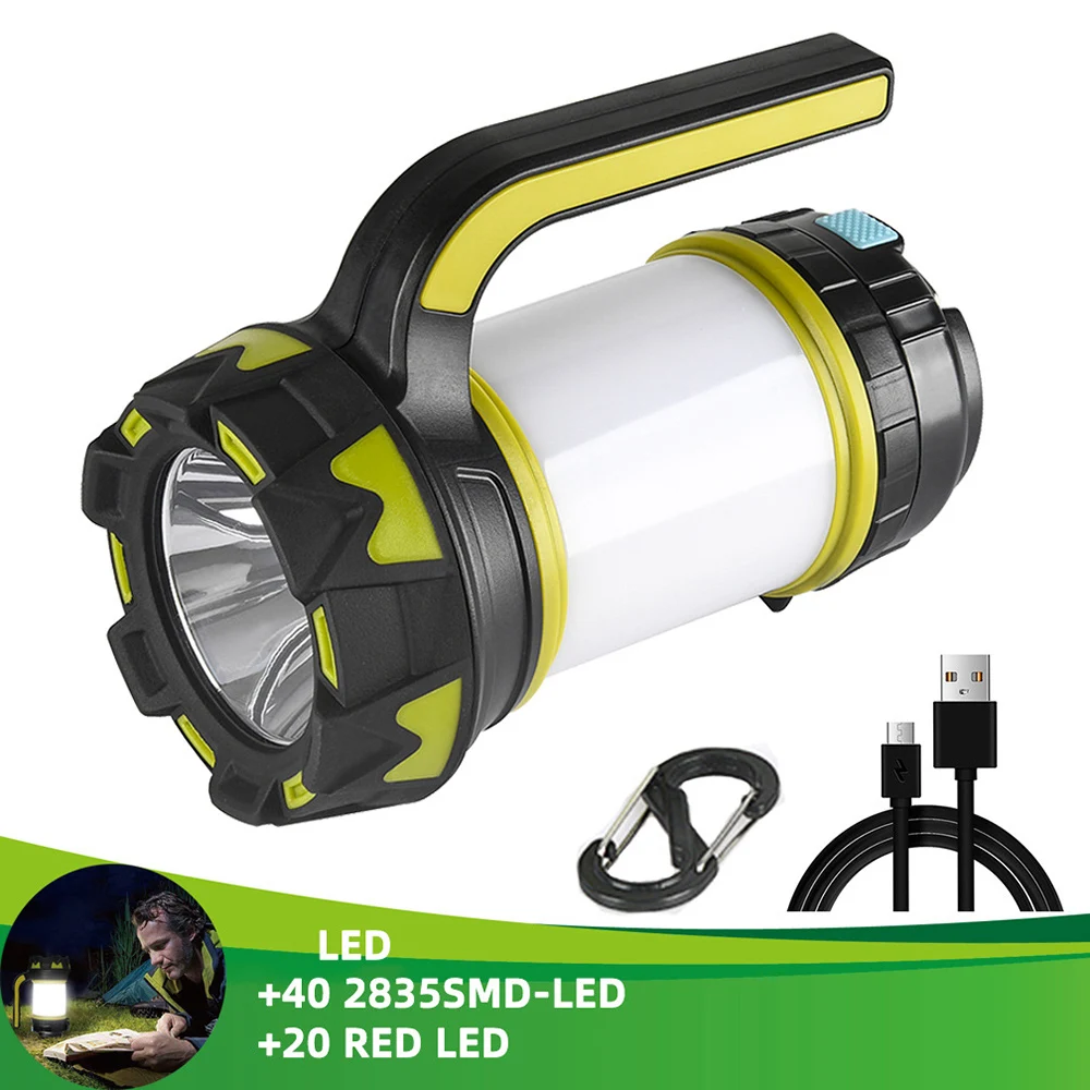 Camping Lantern Outdoor LED Flashlight USB Rechargeable 8000 Lumens Portable Multifunction 4 Modes LED Flash Light Camping Lamp