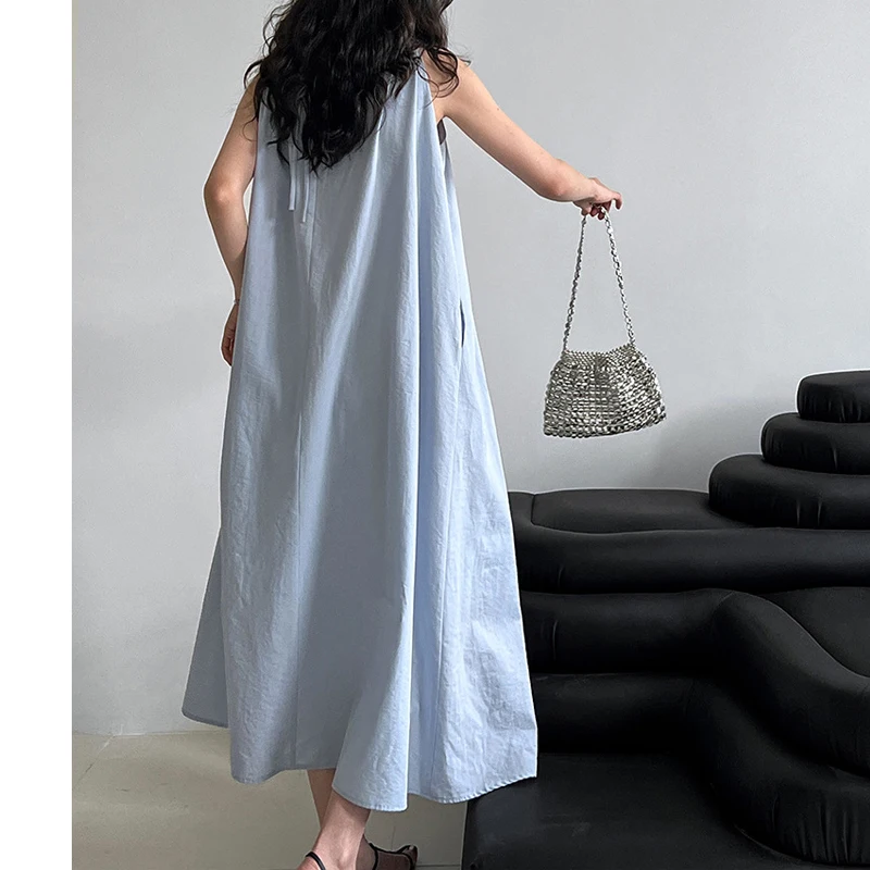 2025 Abito lungo estivo da donna nuovo senza maniche stile ampio elegante abito lungo in cotone Boho abiti