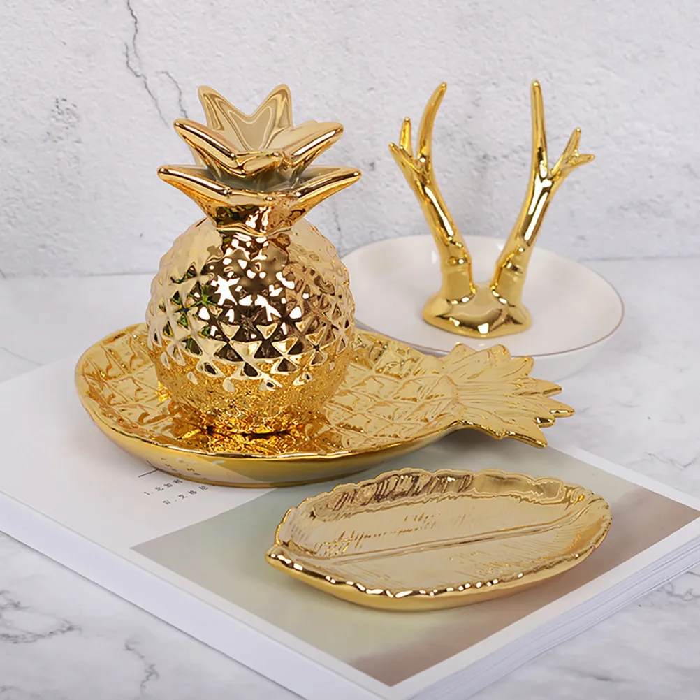 

1Pcs Ceramic Jewelry Tray Pineapple Shape Creative Animal Design Storage Plate for Ring Necklace Bracelet Display