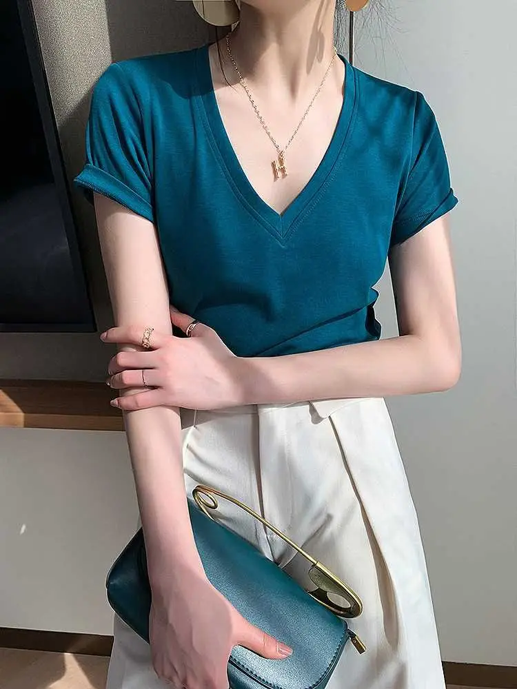 

Женская приталенная футболка Xinjing Longstple из 100% хлопка, повседневная, с коротким рукавом, цветная, весна-лето, модная женская футболка