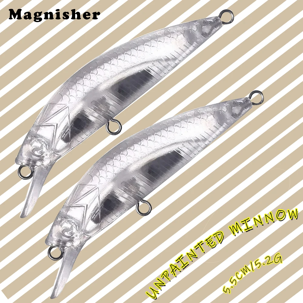 Magnisher 20 قطعة طويلة الصب غرق أسماك الفراغات 5.5 سنتيمتر 5.2 جرام غير مصبوغ الطعوم الصلبة DIY بها بنفسك الصيد السحر ل باس تمايل معالجة