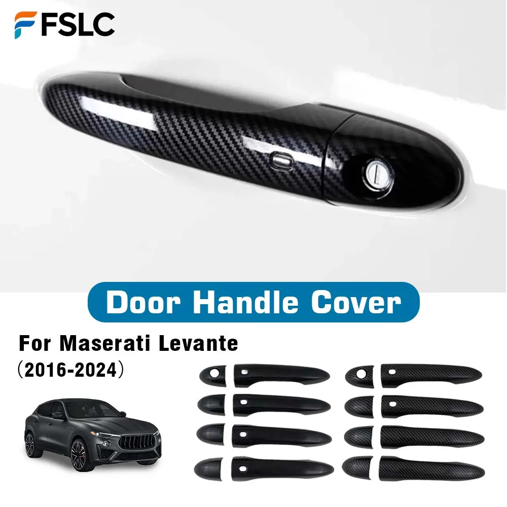 

Car Decoration Smart Holes Door Handle Cover For Maserati Levante 2016-2024 Carbon Fiber Glossy Black Cars Accessories Styling