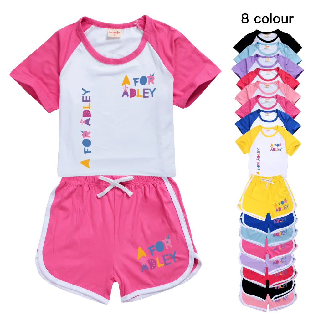 

Girls Boys 2024 Summer Clothing Set A for Adley Kids Sports T shirt+Pants 2-piece set Baby Clothing Comfortable outfits Pyjamas