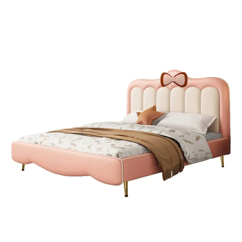 

Bedroom princess bed, modern simplicity, small apartment solid wood soft bag, storage bed
