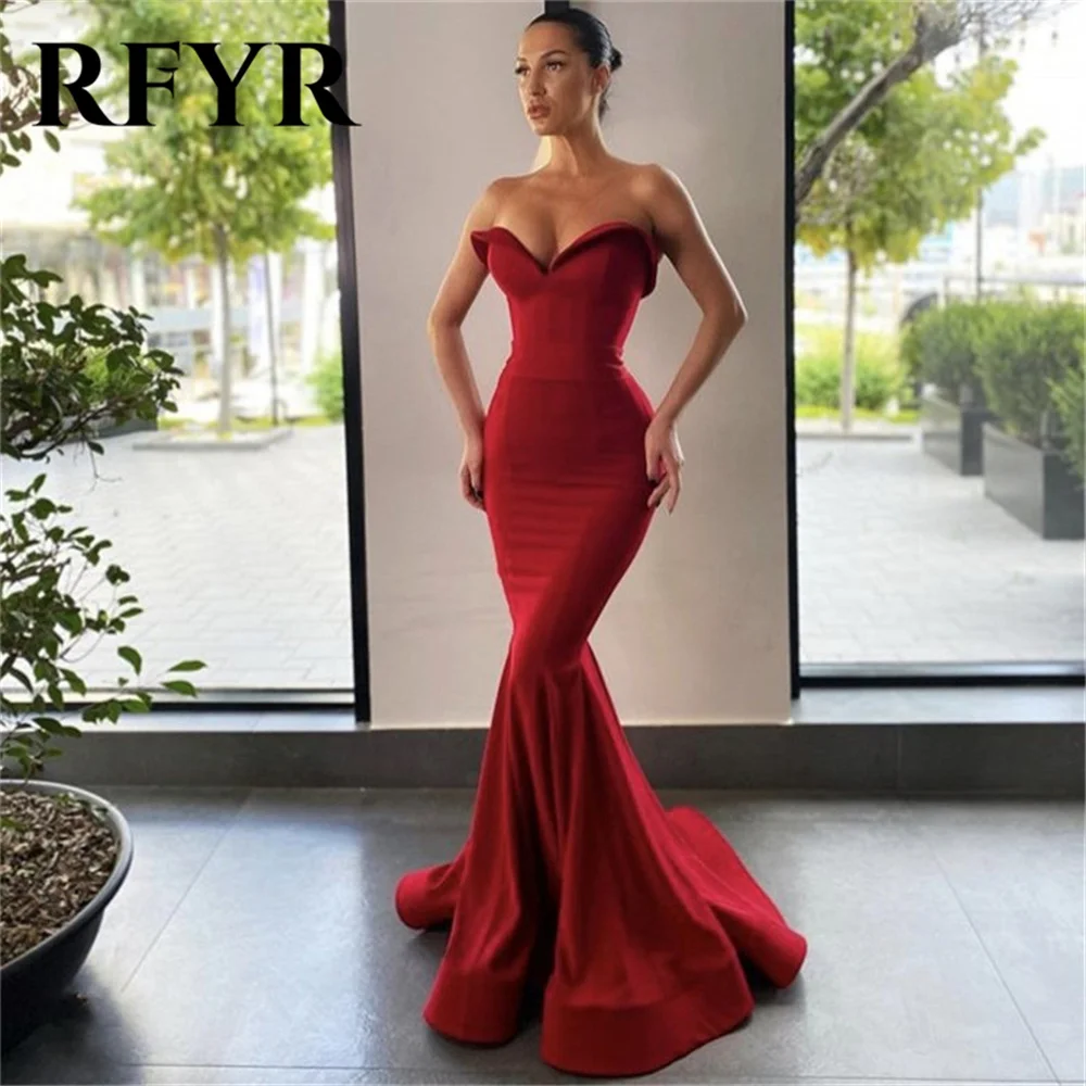 

RFYR Stain Mermaid Burgundy Formal Dresses Sweetheart Party Dress For Wedding Sexy Plus Size Special Occasion Dress robe soirée