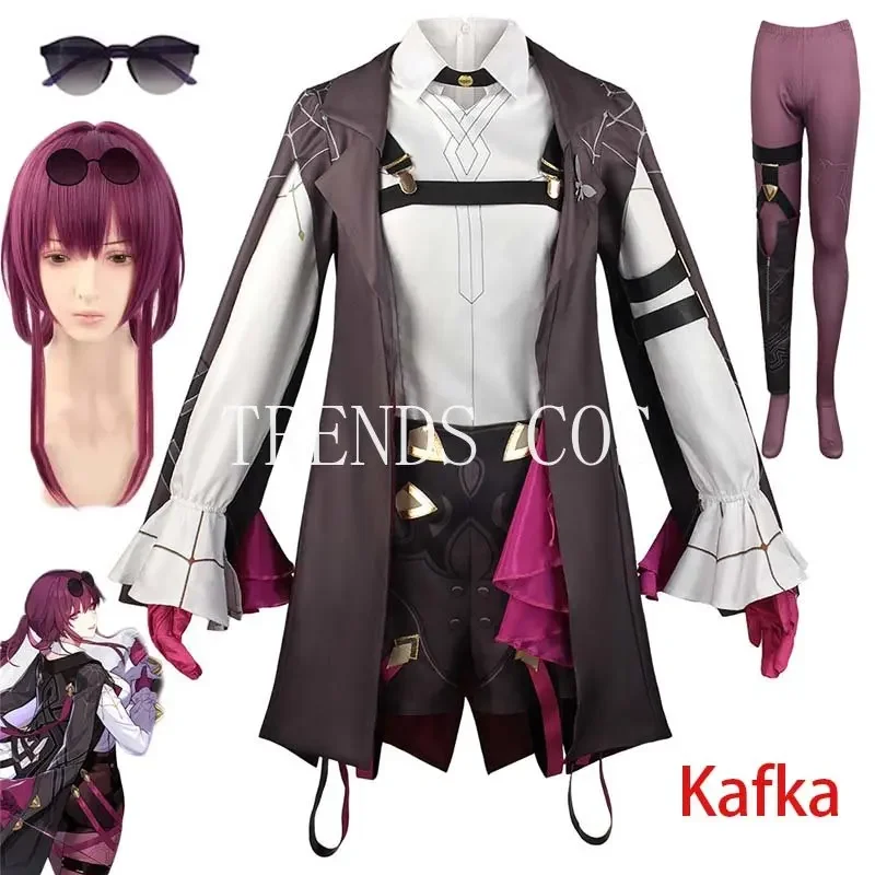 

Cosplay Anime Honkai: Star Rail Kafka Cosplay Costume Halloween Big Size Kafka Outfits Eyeglasses Wig Stockings for Comic Con