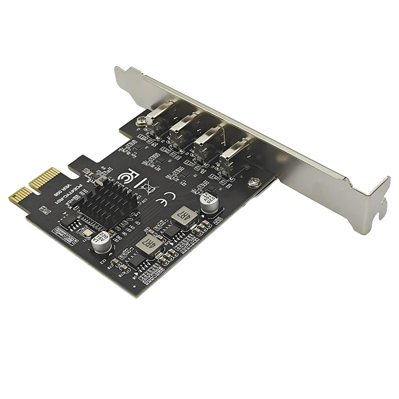 NEW PCI-E X1 to 4 Port USB-C 3.2 Gen 1 5Gbps PCI Express Expansion Card High Speed External Type-C Adapter for Desktop PC Gaming