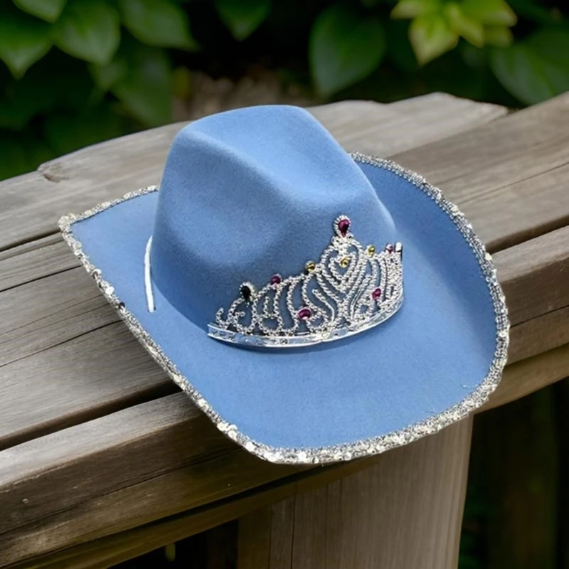 Sparkling Cowboy Hats Heavy Crystal Rhinestones Hat for Bachelorette Party Cowboy Hats Bride Hat for Actor Actress