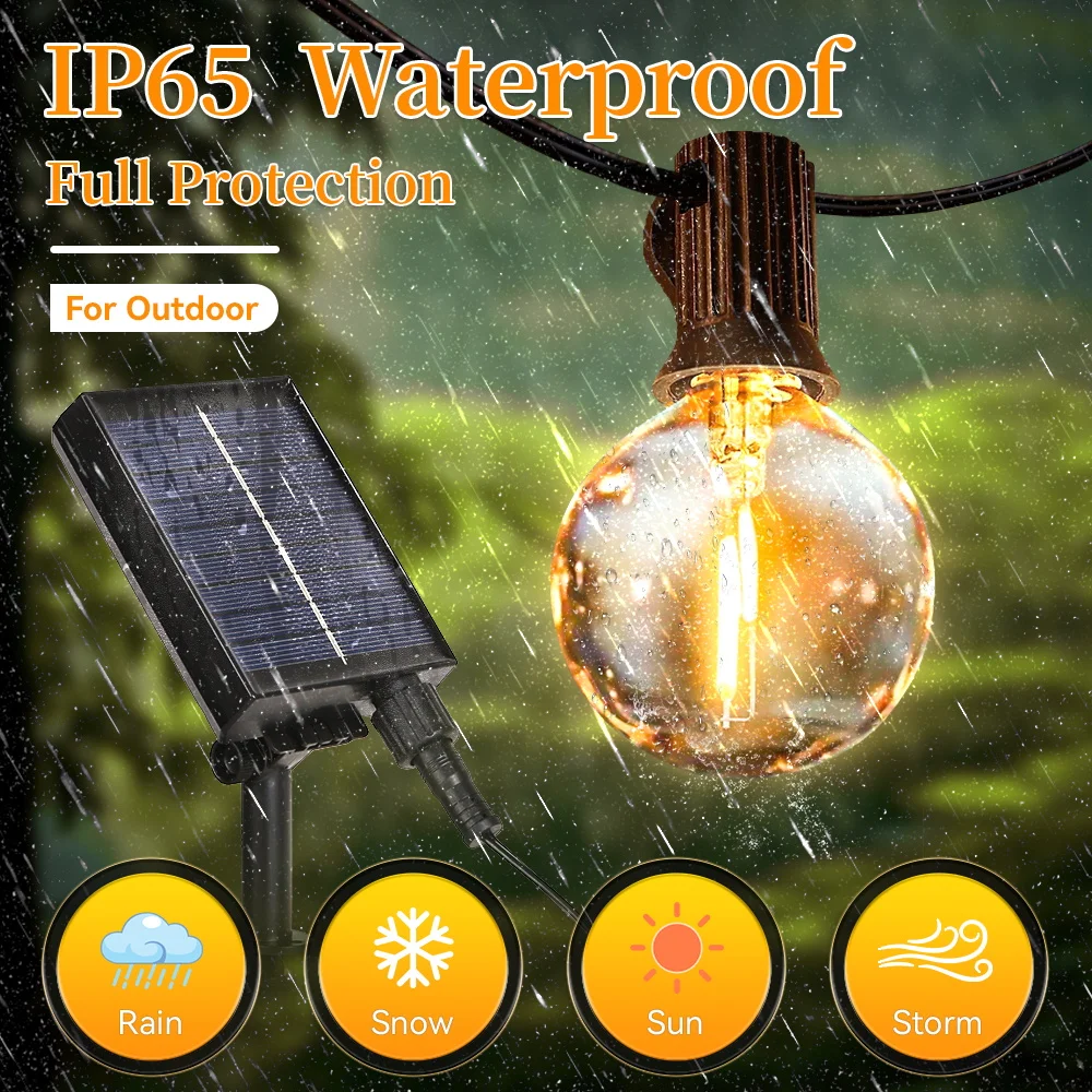 Outdoor LED Solar Light String Remote Control Garden String Lamp Waterproof Solar Lighting For Party Backyard Camping Tent Decor