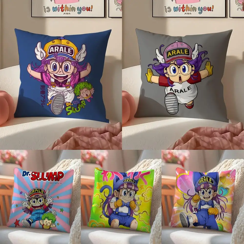 Cartoon Dr S-Slump Arale Cushion Cover Linen Pillowcase Cover Soft Decor for Sofa Home Room