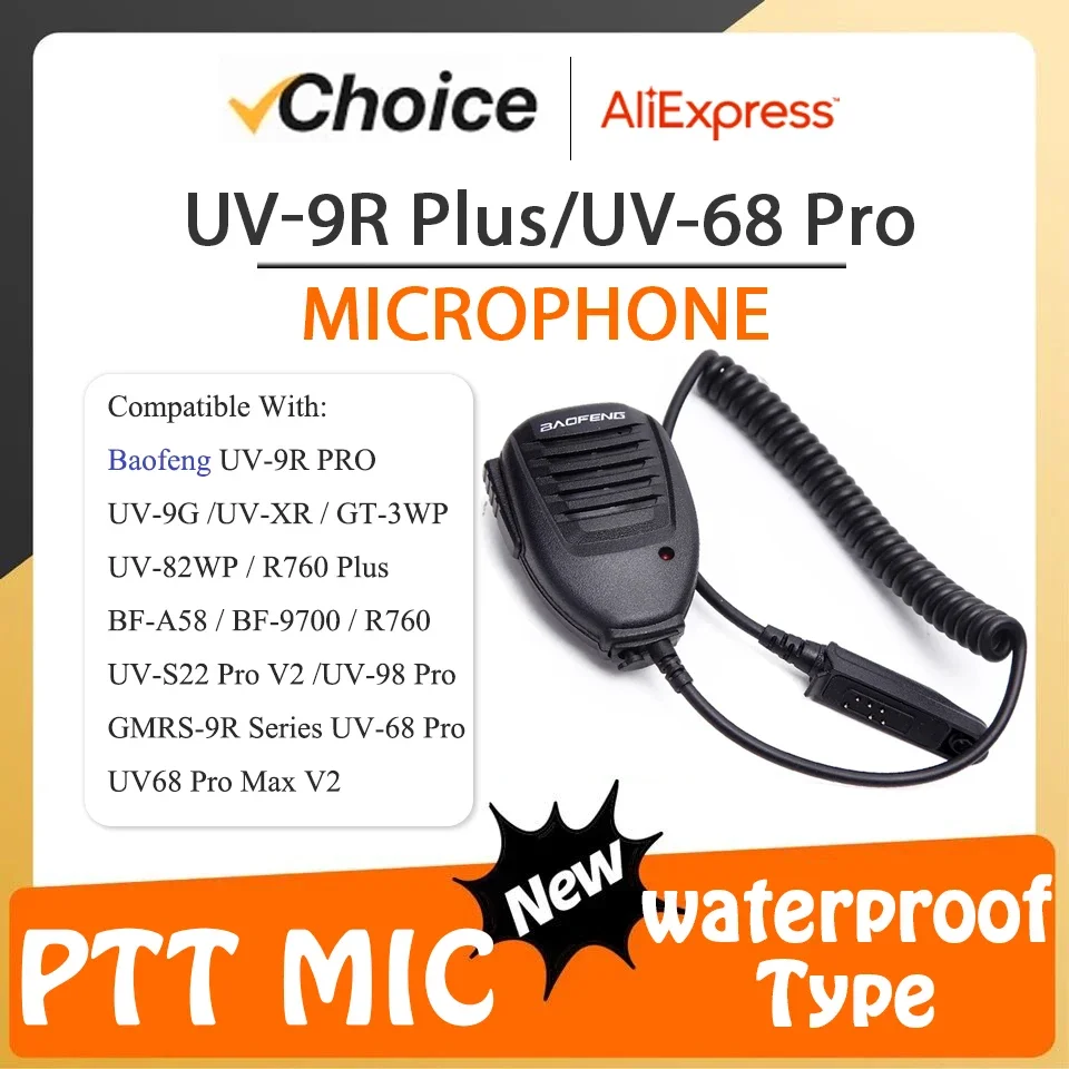

2/10PCS UV-9R Pro Speaker Baofeng UV68 Pro Max Plus Handheld Waterproof Microphone MIC BaoFeng UV-9G UV-XR GT-3WP Walkie Talkie