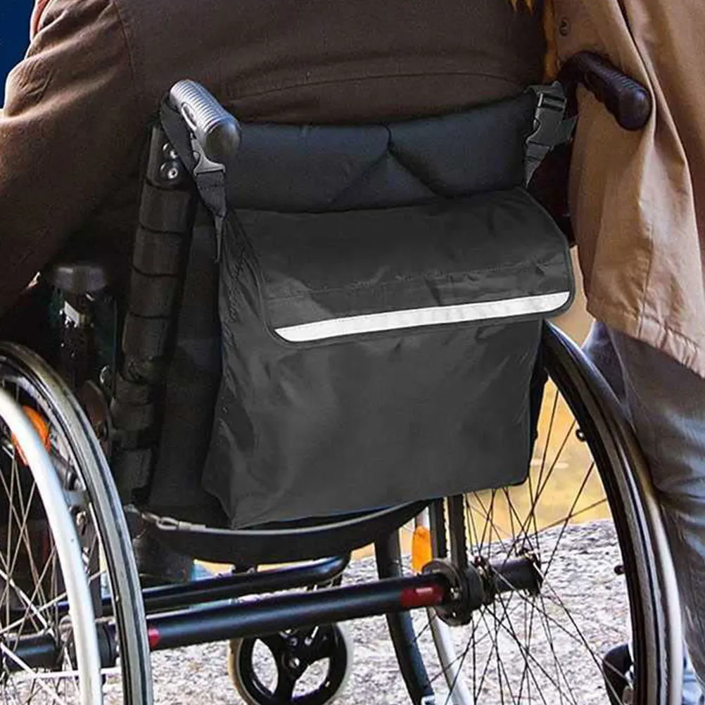 

Large Capacity Rear Bag Durable Black Storage Tote Elderly Transport Hanging Armrest Stroller Hanging Bag Pouch