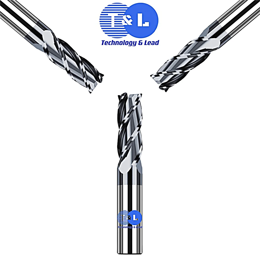 T&L HRC65 4 edge end milling cutter coated straight shank flat bottomed milling cutter CNC cutter Tungsten steel milling cutter