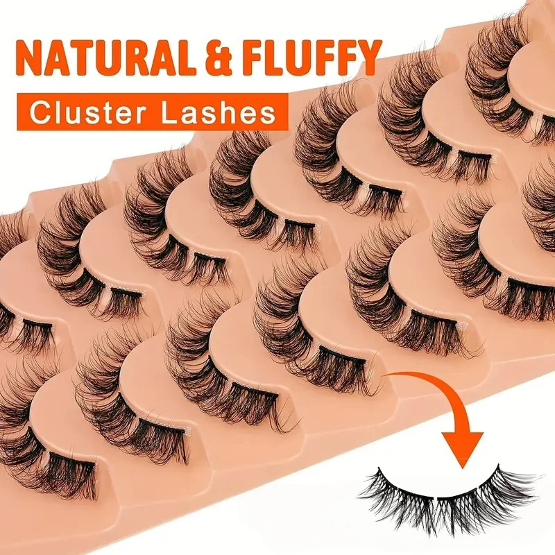 7 par puszystych sztucznych rzęs, 20 mm, gęste, lekkie rzęsy, 8D gęste, podkręcone sztuczne rzęsy