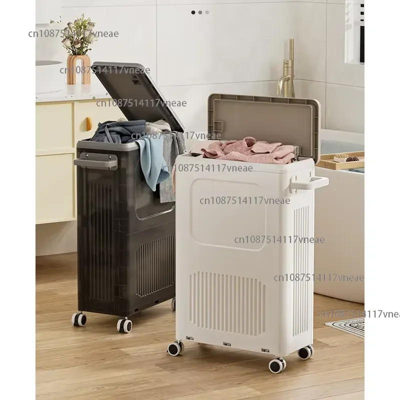 Wholesale Foldable Plastic PP Laundry Basket Wheels Rolling Storage Hamper Bathroom Box Container for Clothes Toys Foldable