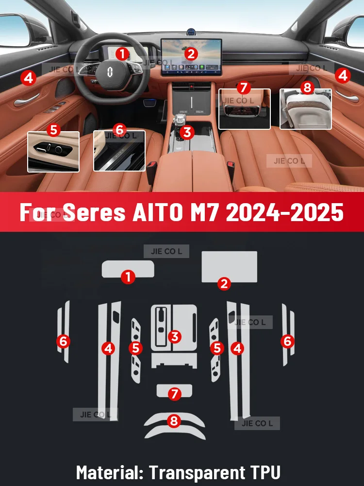 

Для SERES AITO M7 2024 2025, защита от царапин, дверь автомобиля, центральная консоль, медиа-приборная панель, навигация, автомобильные аксессуары, защитная пленка из ТПУ