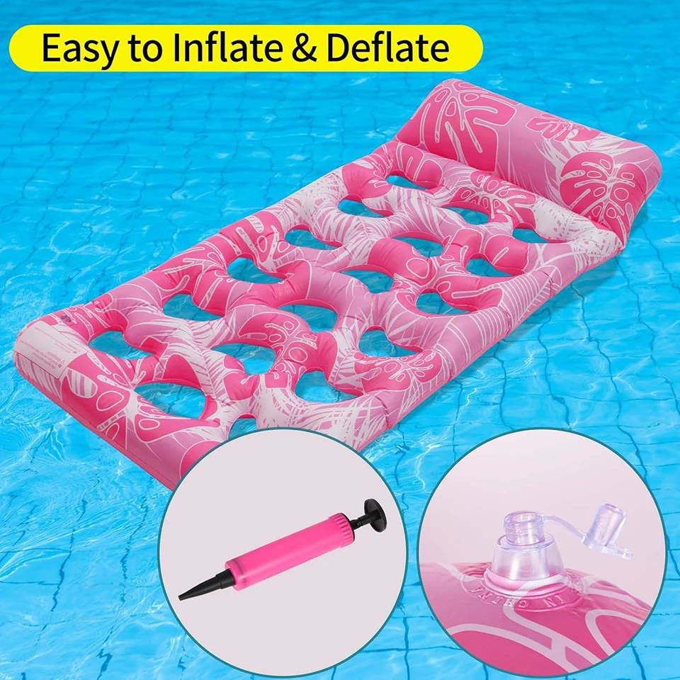PVC Aufblasbare Schwimminsel für Erwachsene, 180*90CM Lange Hohlluftmatratze für Wasser, Schwimmbad, Strand & See, Entspannungs-Schwimmbett FY-3 – Detail 7