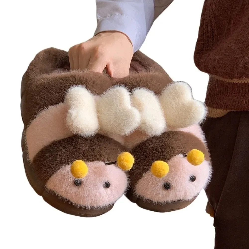 

Soft 3D Little Bee Cartoon Bee Plush Slippers Cartoon Thick Soled Warm Fur Slippers Anti Slip Student Y2K Bee Slippers Bedroom