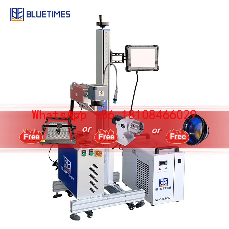 Bluetimes 3w 5w 10w Flying UV Laser Marking Machine for Glass Plastic Leather Rubber Wood Laser Marker