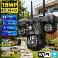 Cámara IP Wifi de 15MP, 8K, tres lentes PTZ, impermeable para exteriores, hogar inteligente, inalámbrica, HD, visión nocturna, cámara de seguridad CCTV V380 Pro