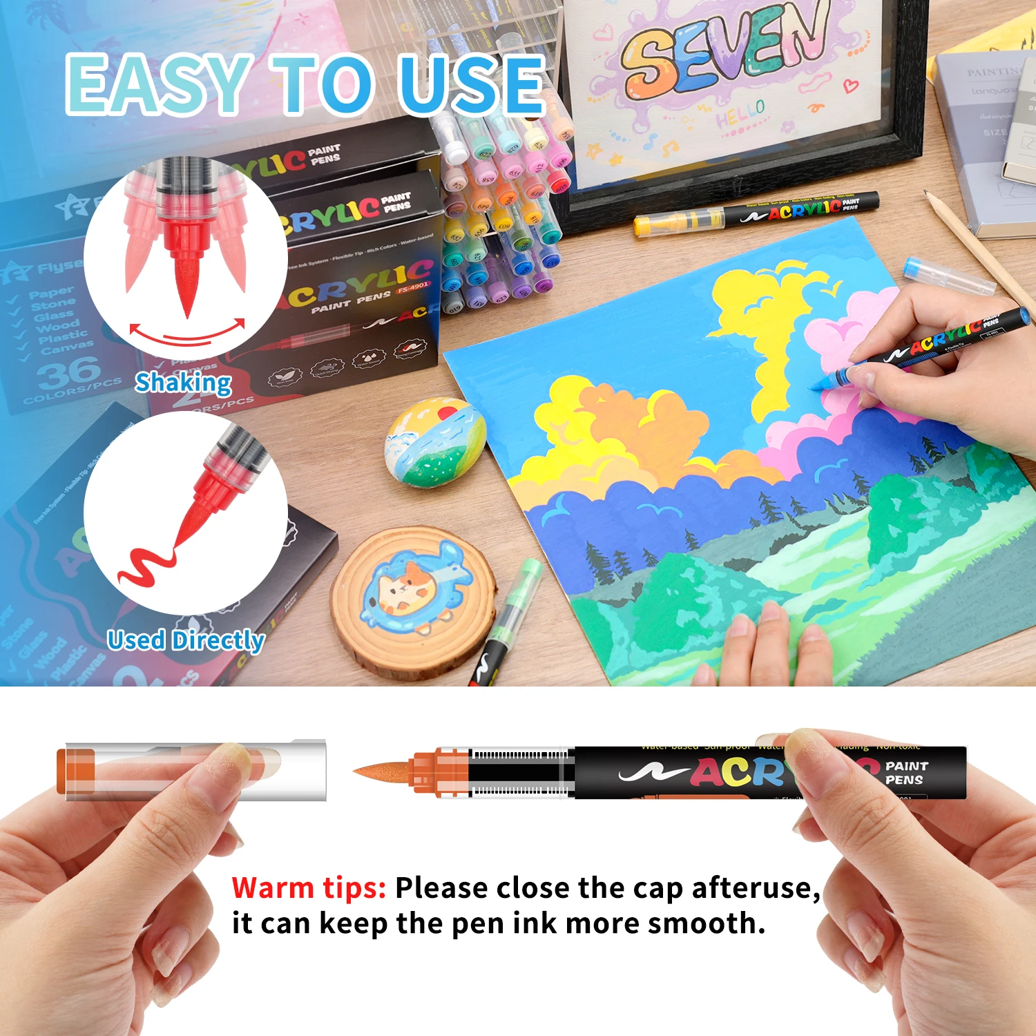 قلم طلاء أكريليك 168 لونًا، مجموعة أقلام تحديد طلاء أكريليك ناعمة للتحكم التلقائي بالحبر، مقاومة للماء وعالية التشبع مثالية #6