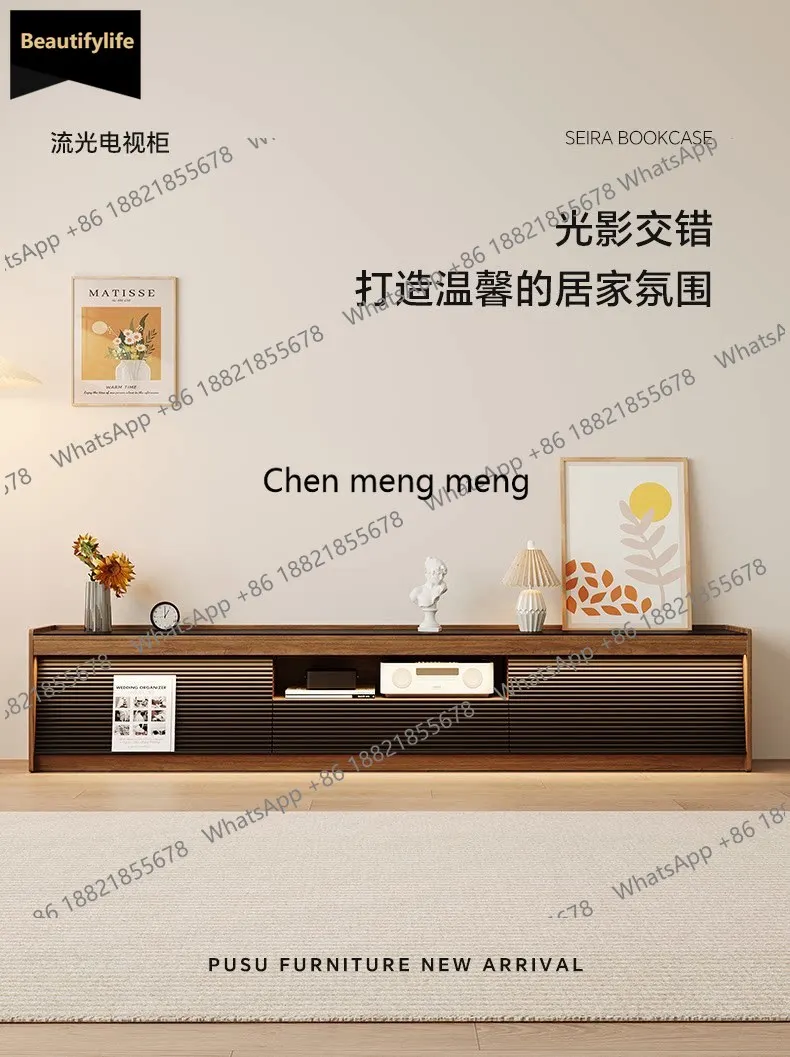 b567 Medieval TV Cabinet Living Room Household Solid Wood Floor Cabinet Walnut Short Cabinet
