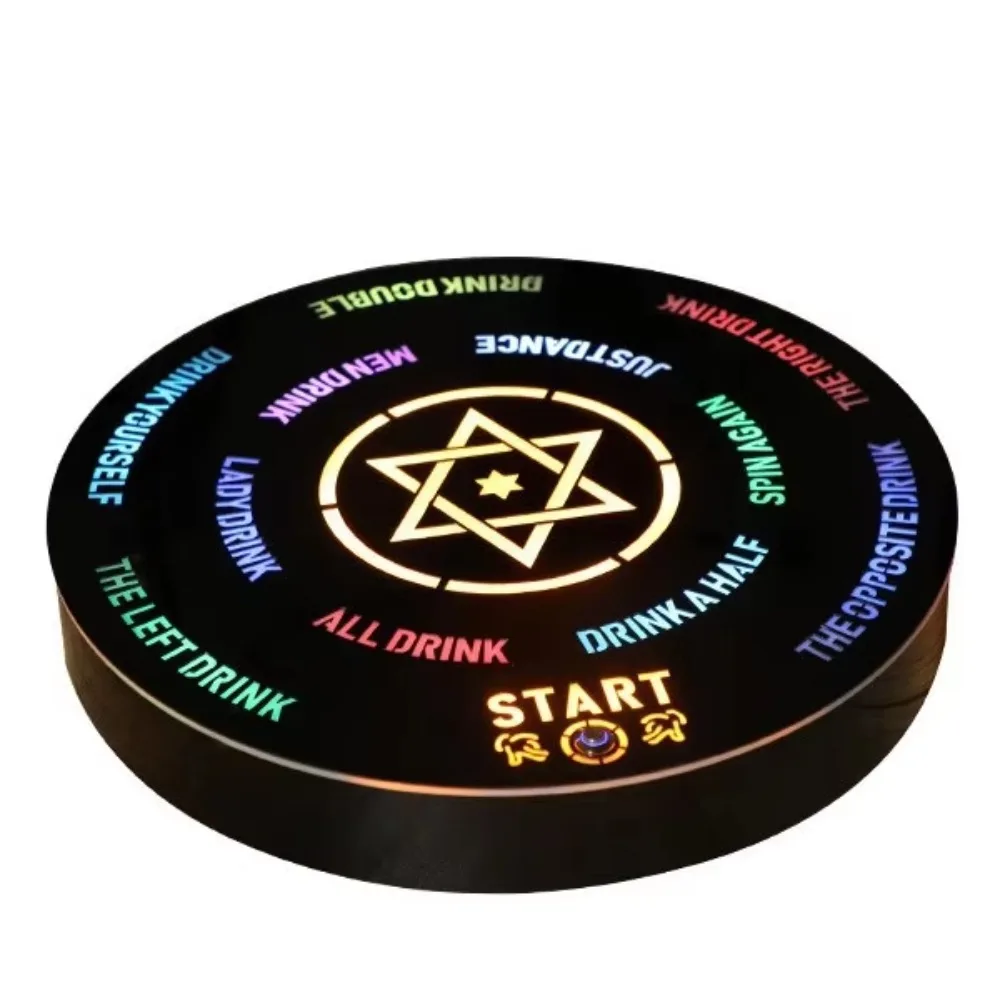 LED Light Acrylic Drinking Game Wheel, Creative Rechargeable Entertainment Toy For KTV Bar