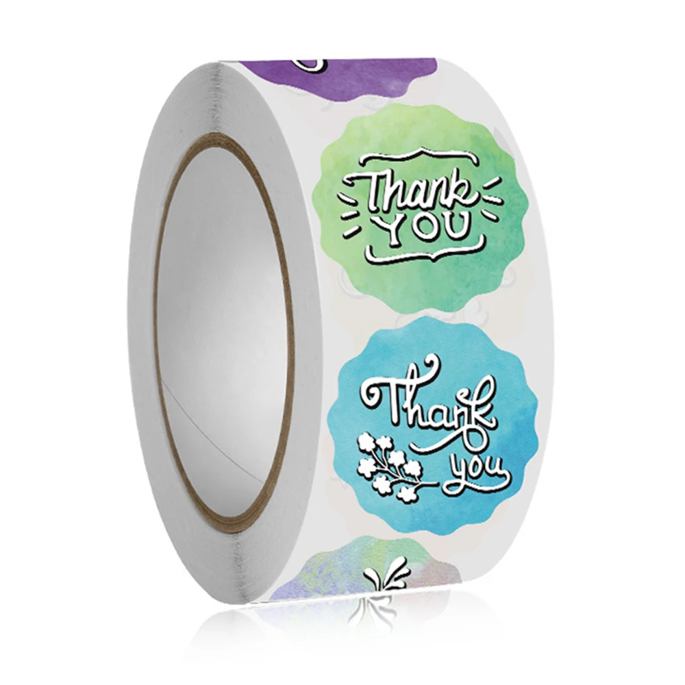 500pcs Round Roll Thank You Stickers Cute Colorful Labels For Small Business Wedding Gift Decor Sticker Craft Supplies