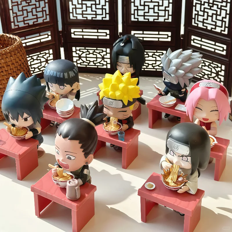 신상품 정품 반다이 나루토: 질풍전 라멘 시리즈 블라인드 박스 귀여운 애니메이션 피규어 모델 장난감 장식품 휴일 선물 사스케