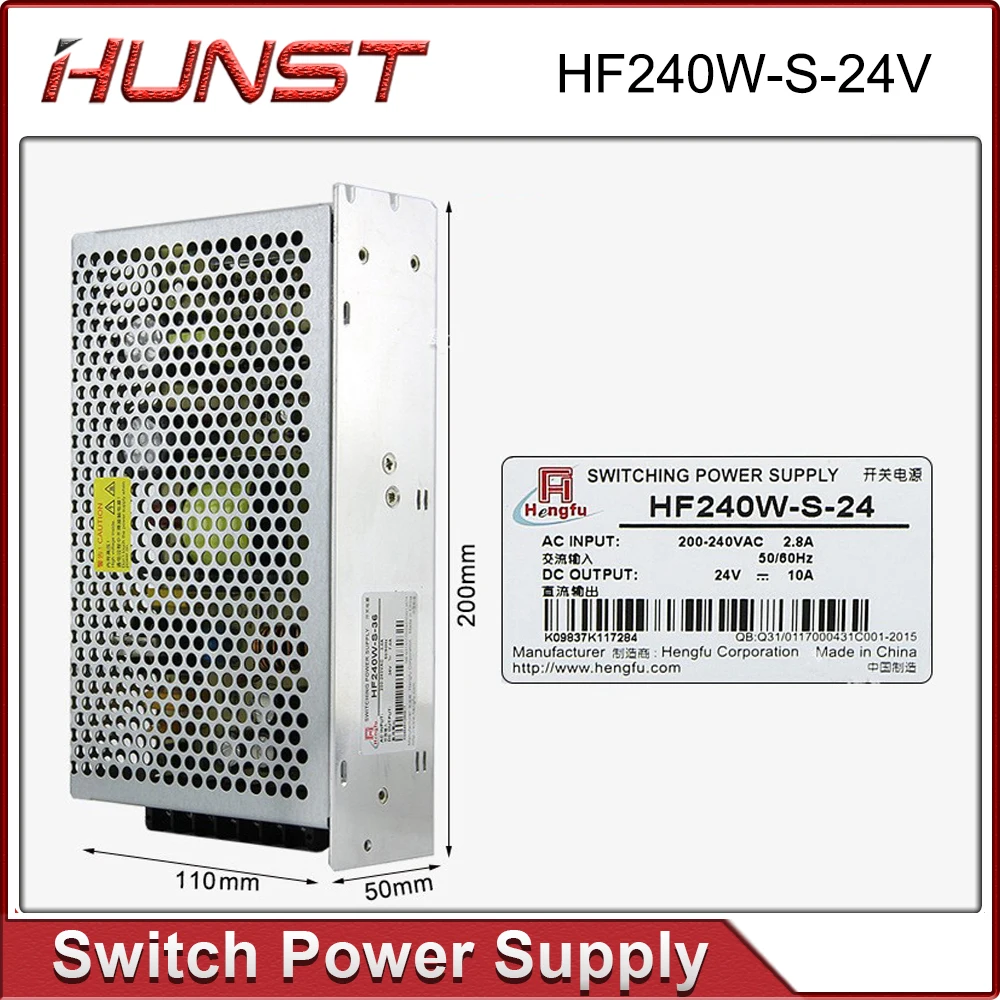 HUNST Hengfu Switching Power Supply HF240W-S-24 HF240W-S-36 for Laser Engraving Machines, Marking Machines, CNC Machine Tools.